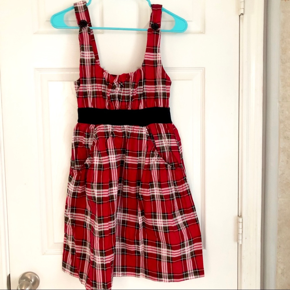 Wet Seal - red plaid A-line empire waist dress - M